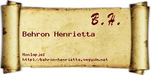 Behron Henrietta névjegykártya